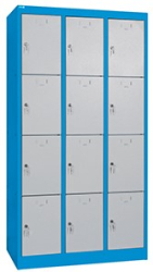 Kovov� �atn�kov� skri�a s odkladac�mi boxmi, 12-boxov�, uzamykate�n�, RAL 3000/7016, K�D