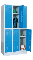 Kovov� �atn�kov� skri�a 3-dielna, 6-dverov�, na sokli, RAL 7035/5015, CYL