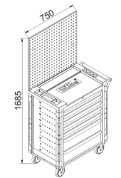 Perforovan� stena na n�radie ku voz�ku 4 tools SL04 a dr�iaky, RAL 5015