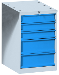 Kovov� skrinka 5-z�suvkov� na dielensk� pracovn� st�l VARIANT, RAL 7035/5015