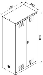 Kovov� chemick� skri�a 580, 3+1 va�i�ka, perforovan� dvere, uzamykate�n� 01