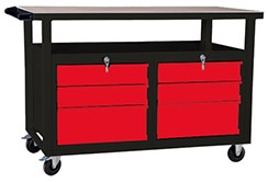 Kovov� pracovn� st�l so z�suvkami na kolieskach 1200, RAL 7016/3000, P1200SS