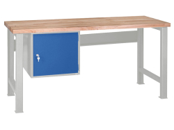 Kovov� dielensk� pracovn� st�l VARIANT 1500, D1, pevn� nohy, RAL 7035/5015