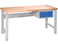Kovov� dielensk� pracovn� st�l VARIANT 1700, Z1, pevn� nohy, RAL 7035/5015