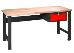 Kovov� dielensk� pracovn� st�l VARIANT 1500, Z1, pevn� nohy, RAL 7016/3000