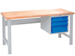 Kovov� dielensk� pracovn� st�l VARIANT 1500, Z3, pevn� nohy, RAL 7035/5015