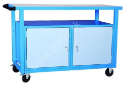 Kovov� pracovn� st�l s dvomi skrinkami na kolieskach 1200, RAL 5015/7001, P1200TT