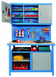 Kovov� skrinka nad dielensk� pracovn� st�l P1200, RAL 5015/7001