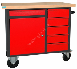 Kovov� pracovn� st�l so z�suvkami a skrinkou na kolieskach ROTINO, RAL 7016/3000