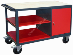 Kovov� pracovn� st�l so skrinkou a policou na kolieskach 1200, RAL 7016/3000, PD-160