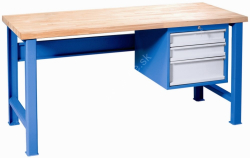 Kovov� dielensk� pracovn� st�l VARIANT 1500, Z3, pevn� nohy, RAL 5015/7001