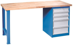 Kovov� dielensk� pracovn� st�l VARIANT 1500, so z�suvkami Z5, RAL 5015/7001