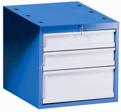 Kovov� skrinka 3-z�suvkov� na dielensk� pracovn� st�l VARIANT, RAL 5015/7001