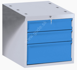 Kovov� skrinka 3-z�suvkov� na dielensk� pracovn� st�l VARIANT, RAL 7035/5015