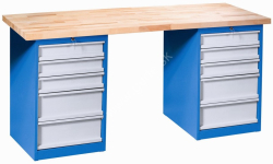 Kovov� dielensk� pracovn� st�l VARIANT 1700, so z�suvkami 2Z5,  RAL 5015/7001