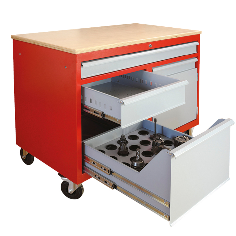 Kovov�  dielensk� pracovn� st�l na NC Fr�zy na kolieskach DENNER 01