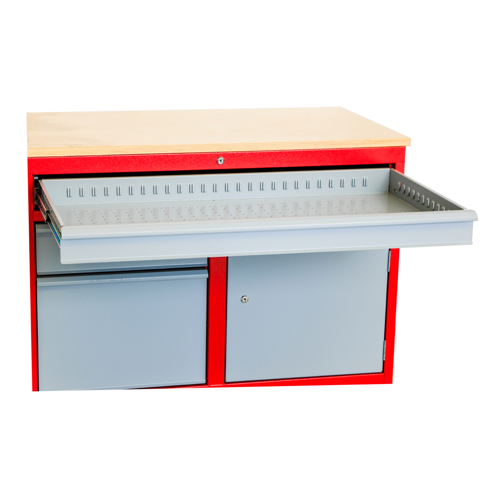 Kovov�  dielensk� pracovn� st�l na NC Fr�zy na kolieskach DENNER, RAL 3000/7001 007