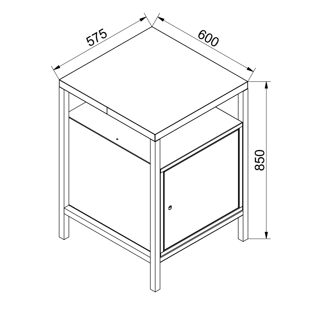 Kovov� dielensk� pracovn� st�l polovi�n�  so skrinkou