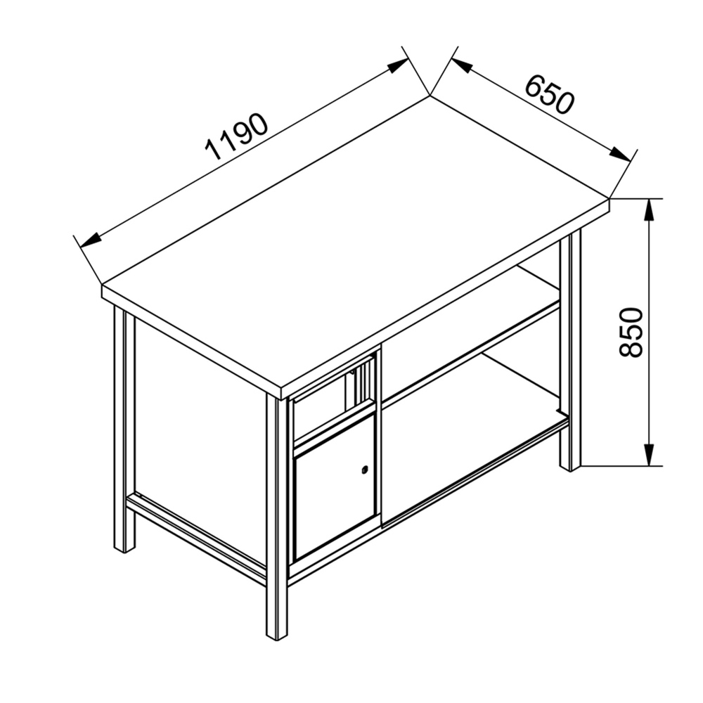 Kovov� dielensk� pracovn� st�l s ko�om na odpadky, PREMIUM LINE, 1200 mm, 07