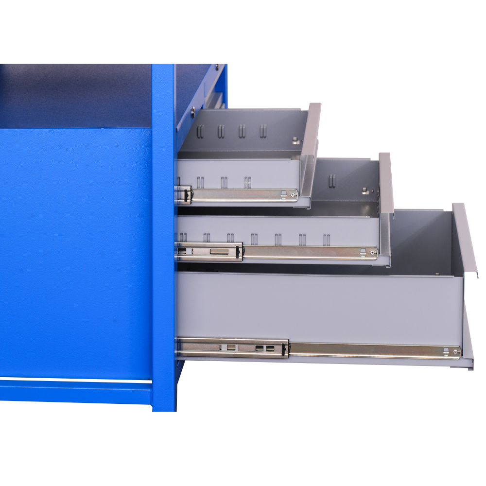 Kovov� dielensk� pracovn� st�l so z�suvkami, 1200 mm, RAL 5015/7001, P1200SS 004