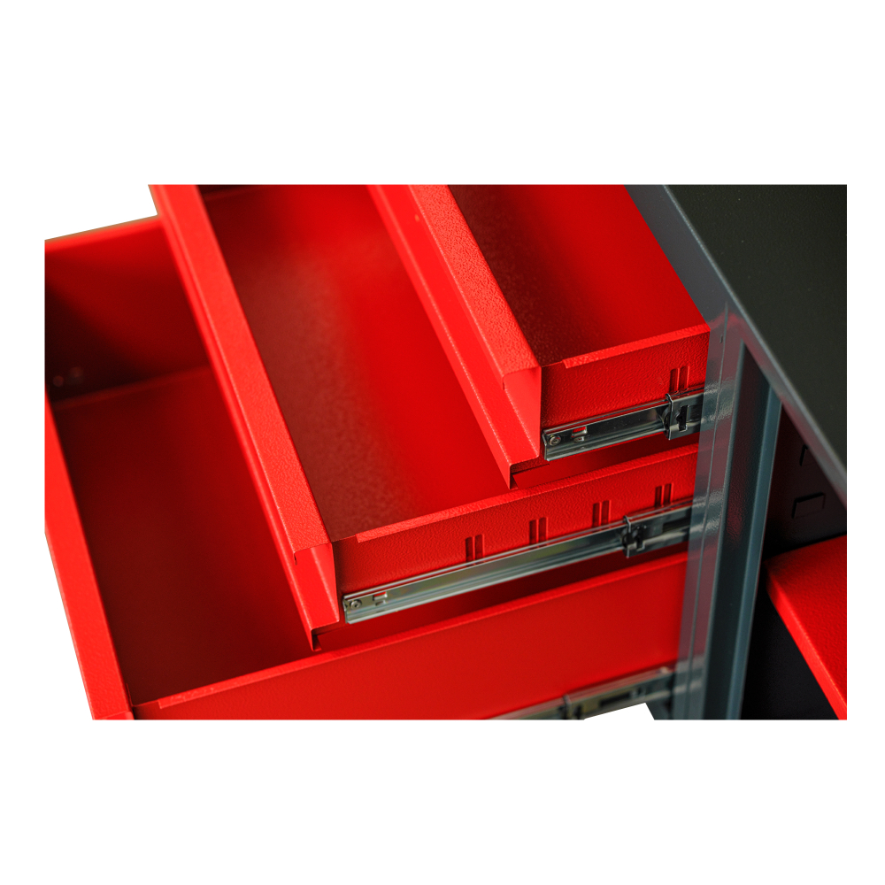 Kovov� dielensk� pracovn� st�l so z�suvkami a policou, 1200 mm, RAL 7016/3000, P1200SL 007