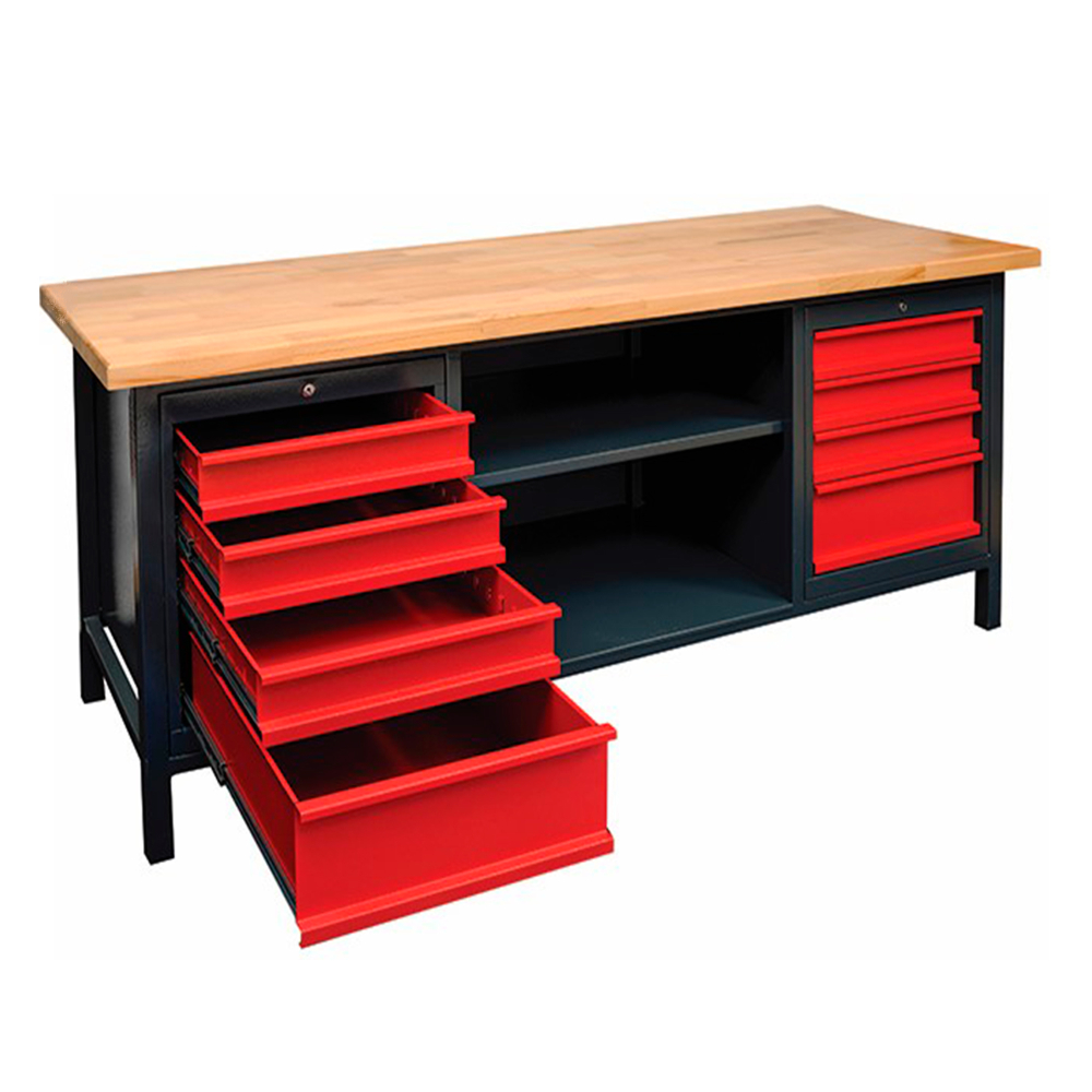 Kovov� dielensk� pracovn� st�l so z�suvkami a policou, 2000 mm 05