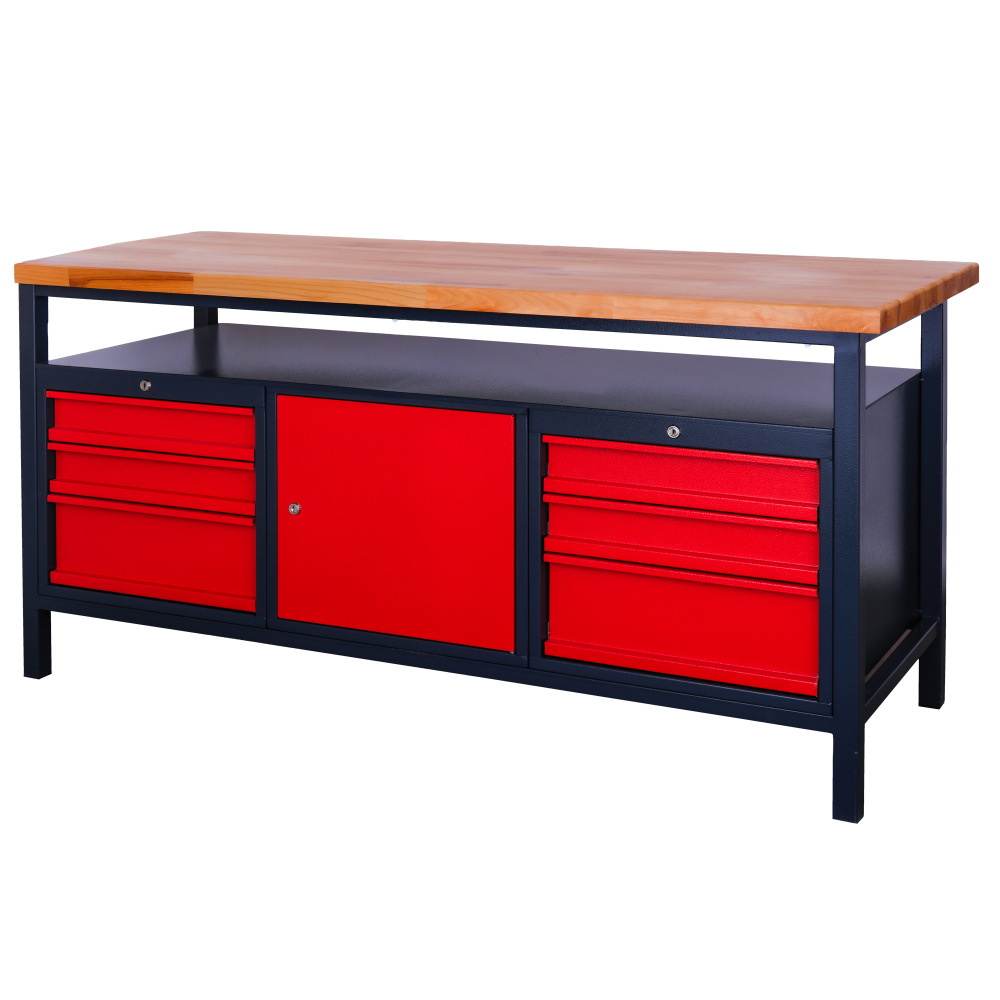 Kovov� dielensk� pracovn� st�l so z�suvkami a skrinkou, 1700 mm 02