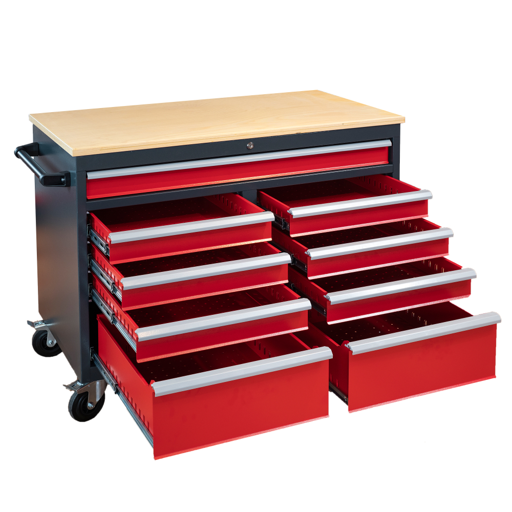 Kovov�  dielensk� pracovn� st�l so z�suvkami na kolieskach DANIEL 01