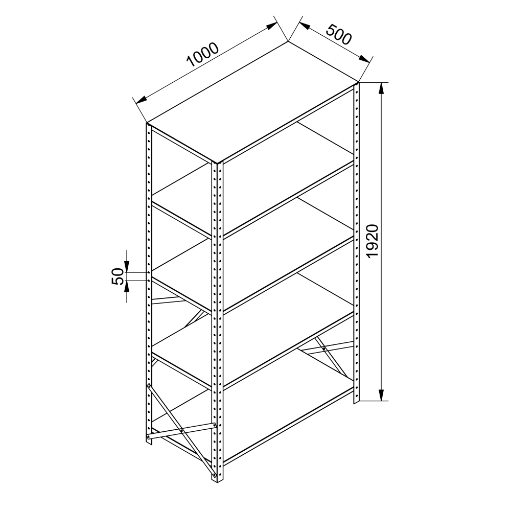 Kovov� reg�l PREMIUM LINE 5-policov�, 1920x1000x500, zavetranie-02