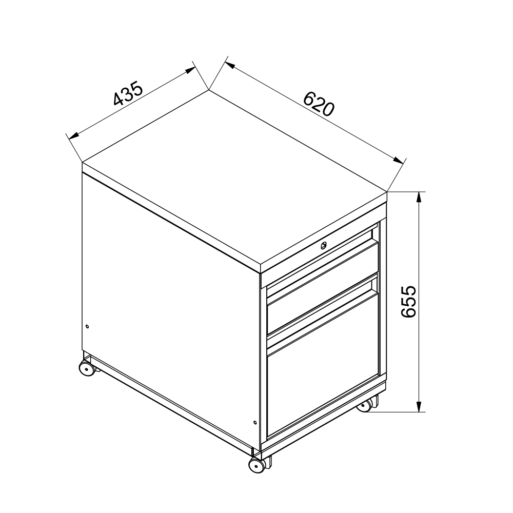 Kovov� stolov� kontajner na kolieskach, 2 � z�suvkov� 05
