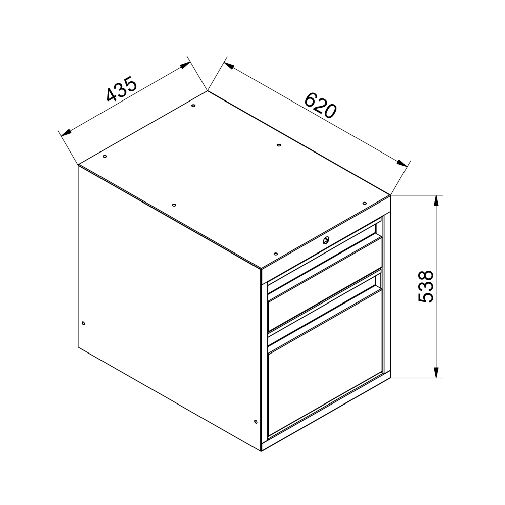Kovov� stolov� kontajner z�vesn�, 2 � z�suvkov� 03